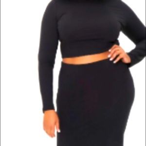 Plus Size Crop Top & Pencil Skirt Set
